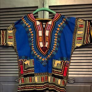 Vibrant Multicolor Dashiki Top Size Large